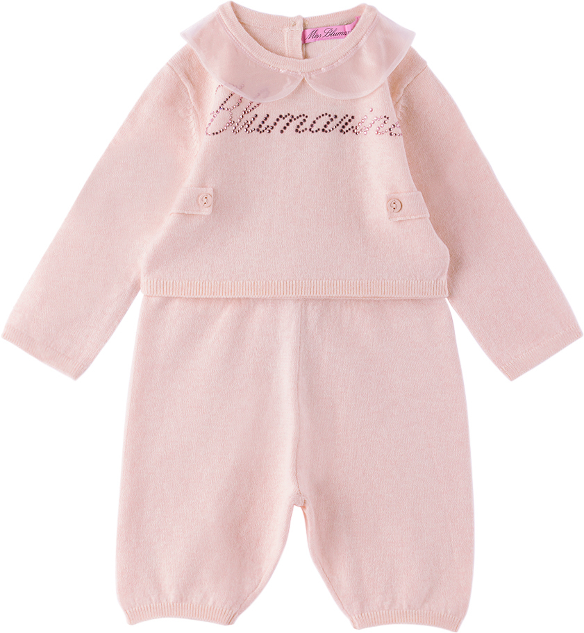 Miss Blumarine Baby Pink Jumper & Lounge Trousers In Pink Light