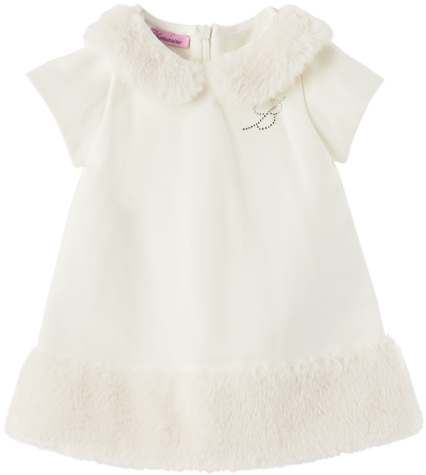 Miss Blumarine Babies' Logo-appliqué Bib-collar Dress In White