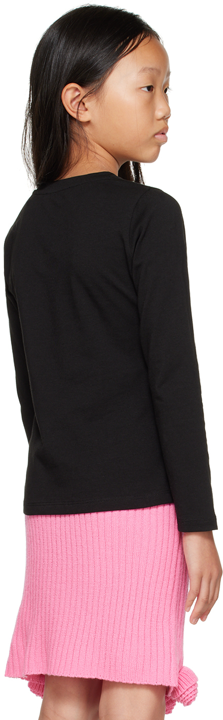 Miss Blumarine Kids Black Crystal Long Sleeve T-shirt In Nero