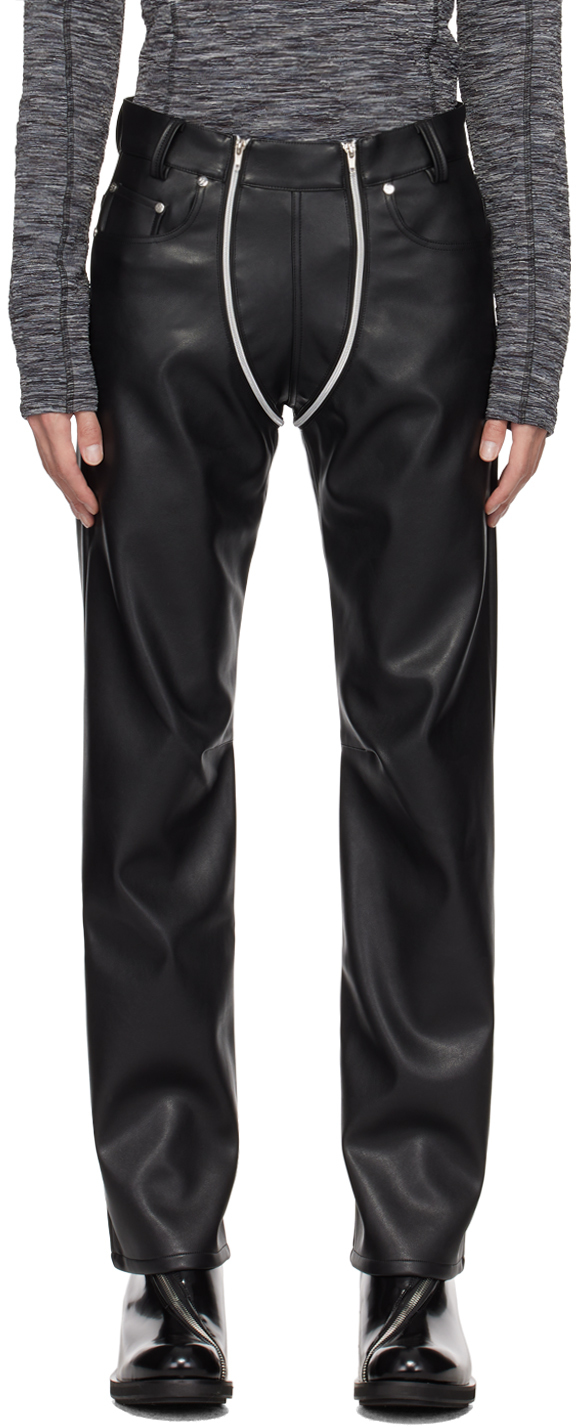 Gmbh Black Lata Faux-leather Trousers In Black Black