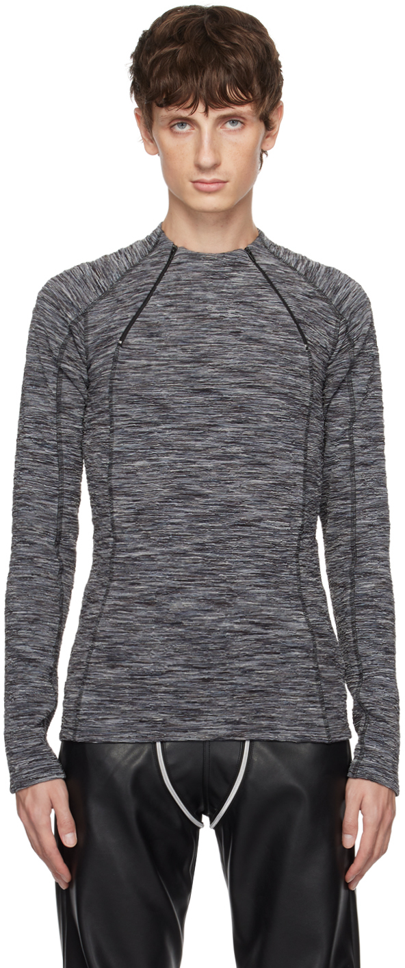 Gmbh Gray Zip Long Sleeve T-shirt In Grme Grey Melange