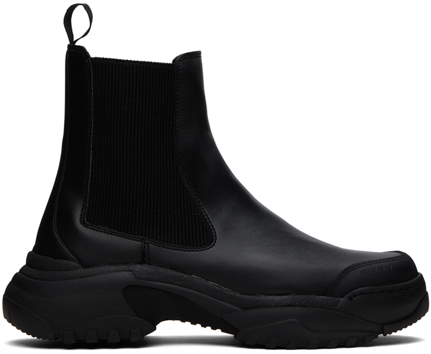 Shop Gmbh Black Faux-leather Chelsea Boots In Black Black
