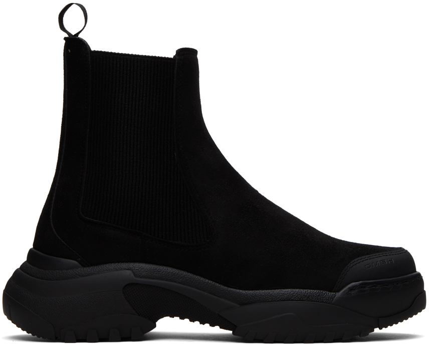 Shop Gmbh Black Faux-suede Chelsea Boots In Black Black