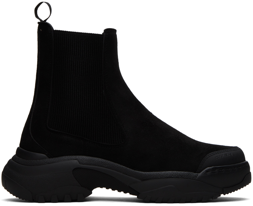 Black Faux-Suede Chelsea Boots by GmbH on Sale