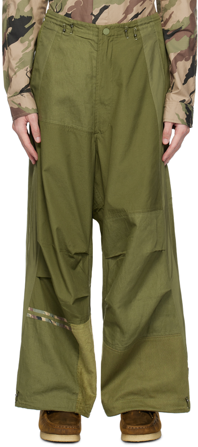 Maharishi Green Patchwork Trousers In Olive