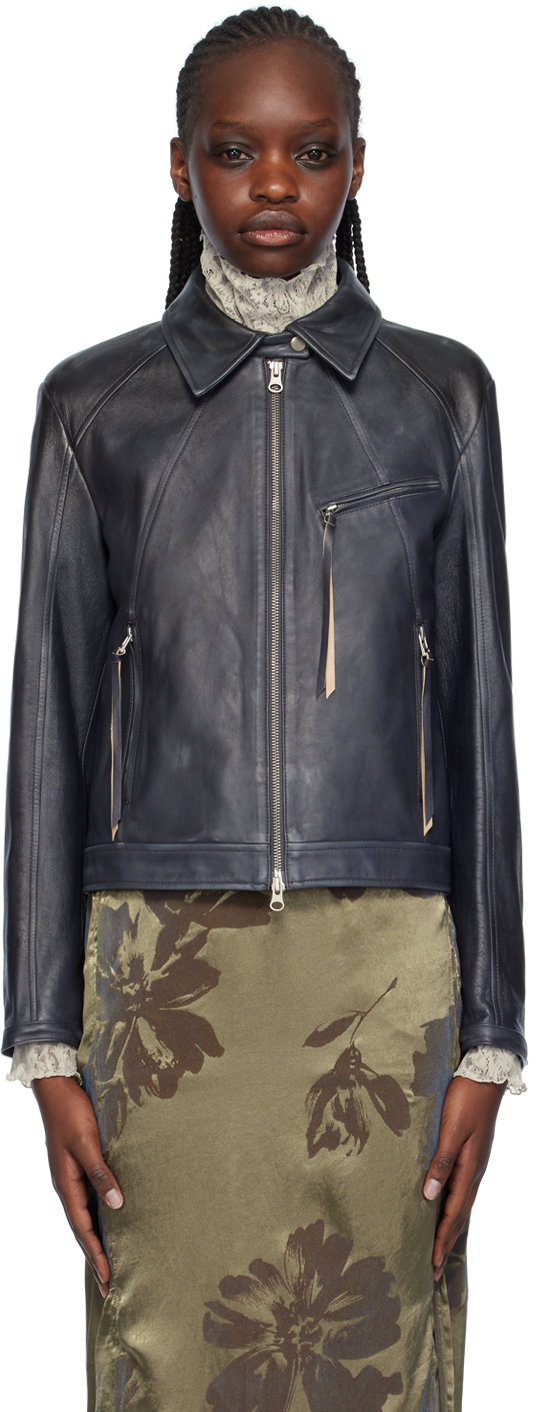 Paneled leather jacket