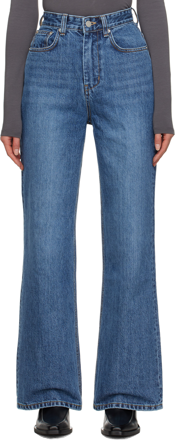 Youth Blue Wide Jeans In Med Blue