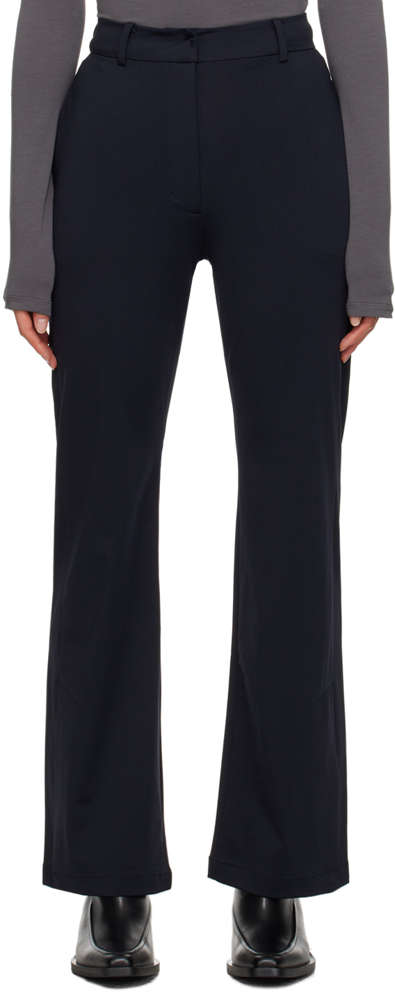 Navy Side-Slit Trousers