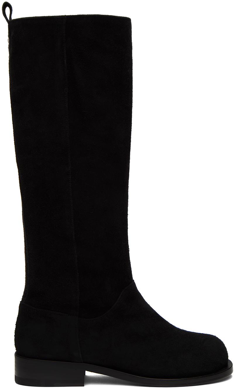 Black Suede Knee-High Boots