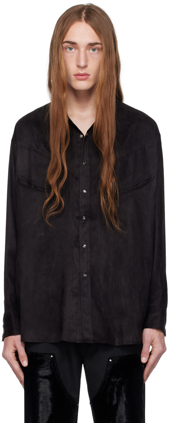 Black Cut-Off Shirt by Youth on Sale