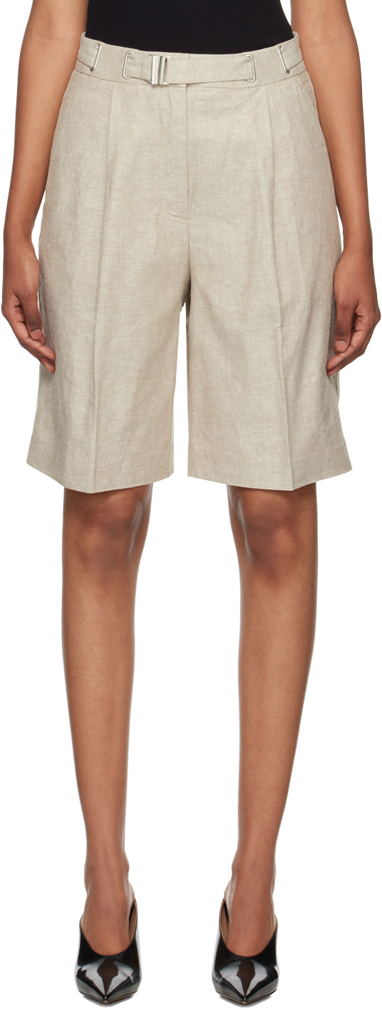 Beige Belted Shorts