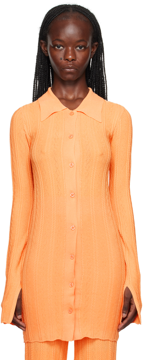 Shop Remain Birger Christensen Orange Buttoned Cardigan In 14-1133 Apricot