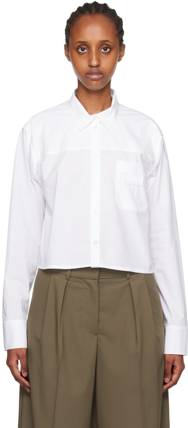 Remain Birger Christensen White Cropped Shirt In 11-0601 Bright White