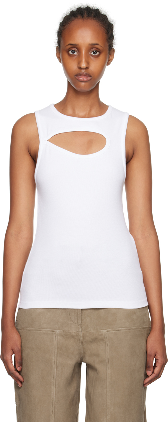 White Cutout Tank Top