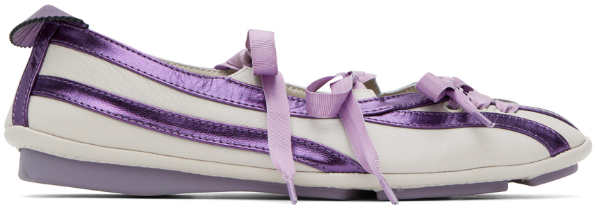White & Purple Leila Hybrid Ballerina Flats