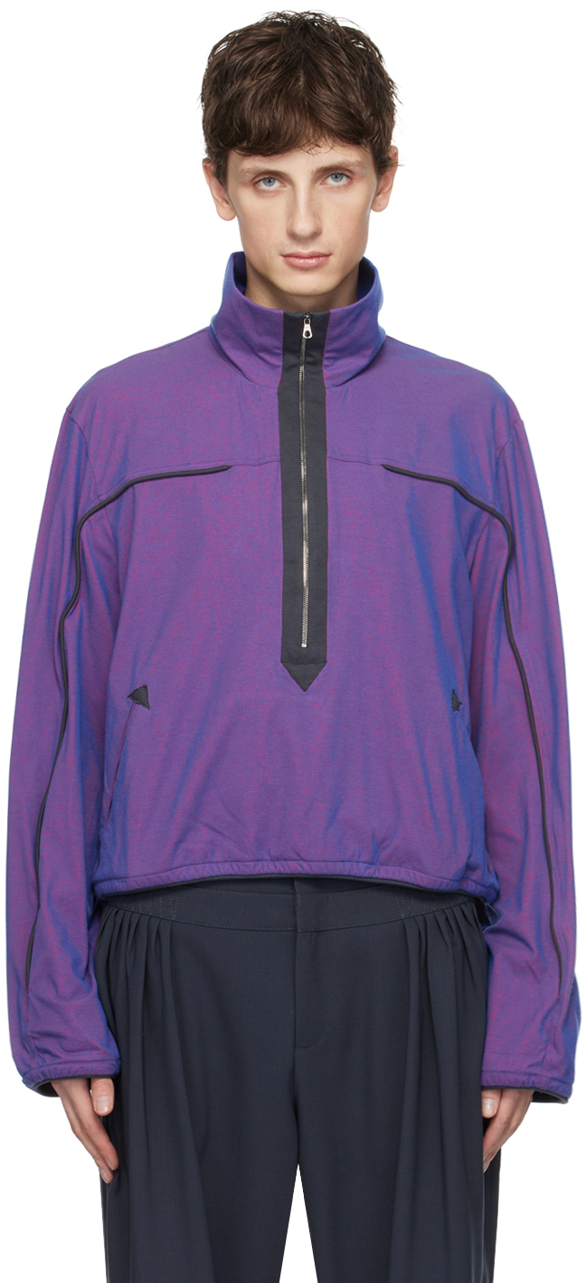Shop Kiko Kostadinov Purple Piping Jacket In Phlox / Dim Grey