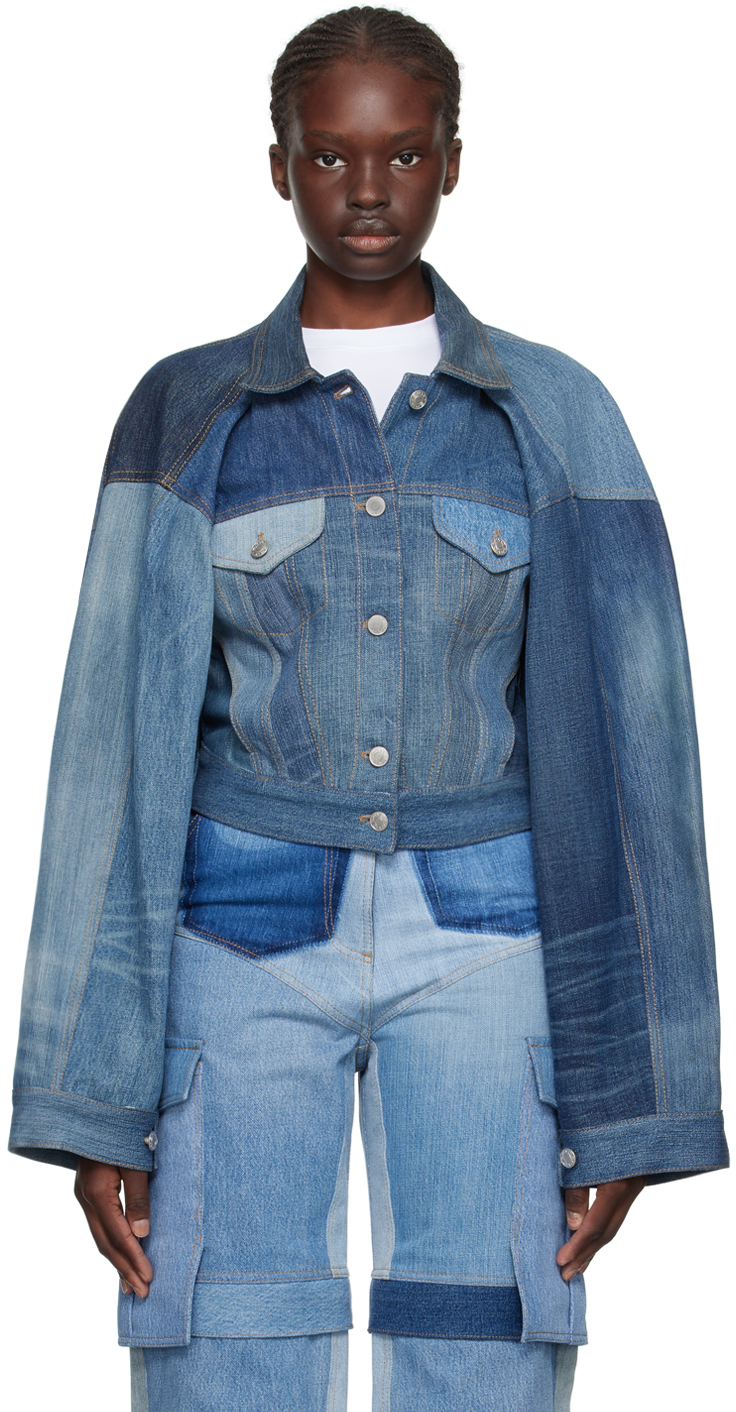 Blue Slouch Denim Jacket by SRVC on Sale