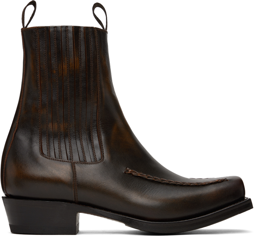 Hereu Brown Agulla Chelsea Boots In Brushed Brown