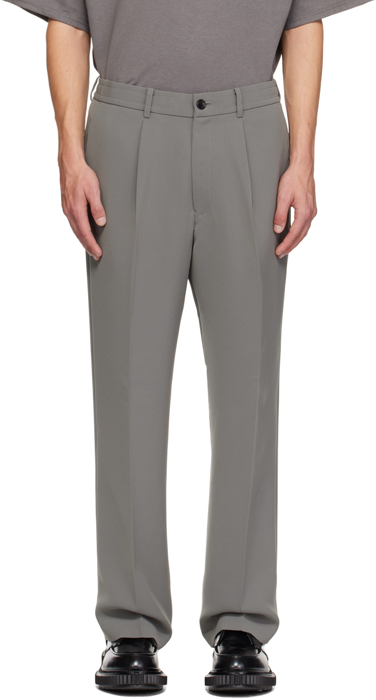 N.hoolywood Grey Drawstring Trousers In Charcoal