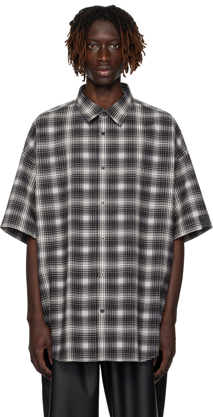 N.hoolywood Black & White Half Sleeve Shirt In Bk Check