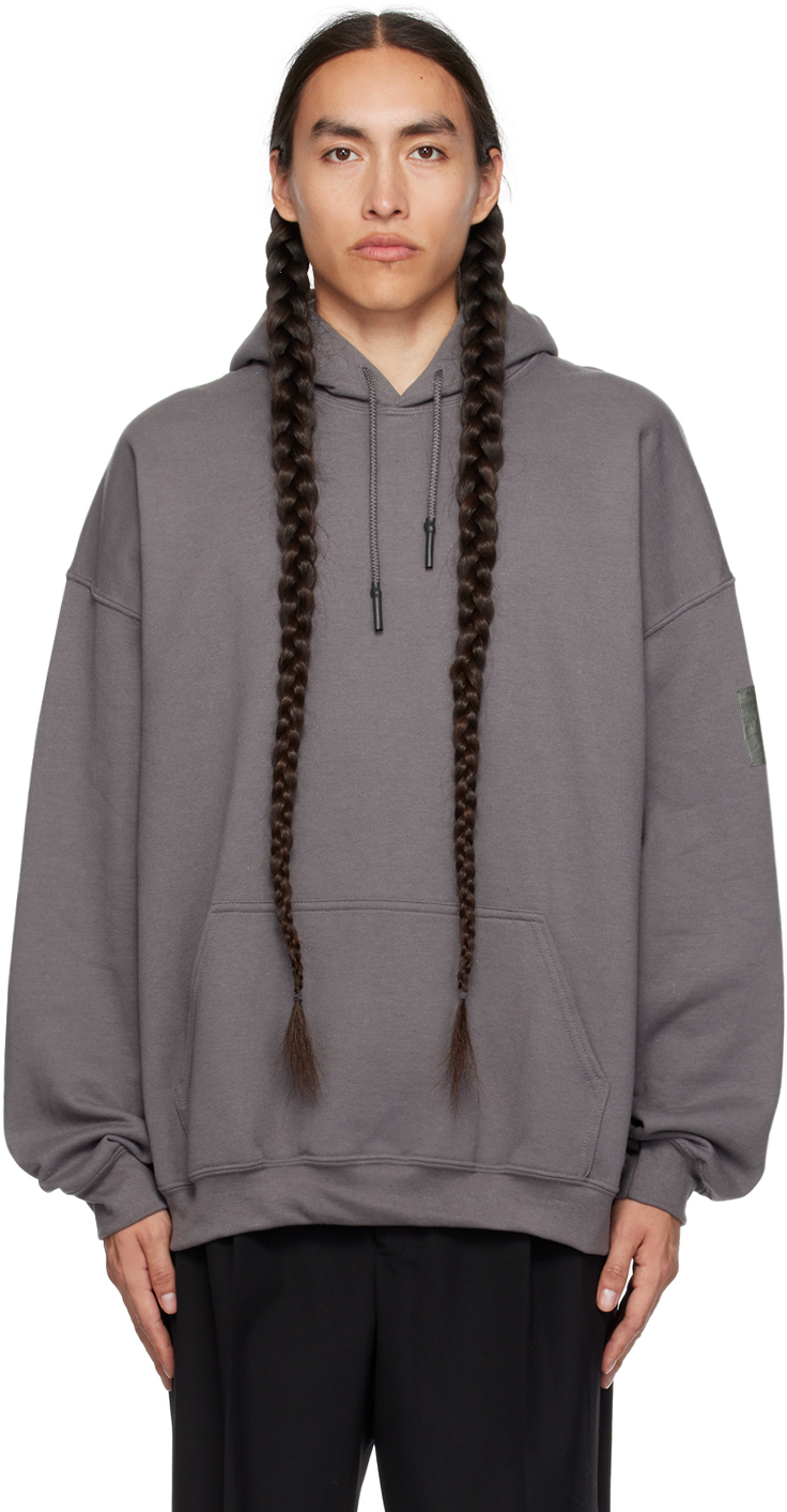 Gray Patch Hoodie In Charcoal