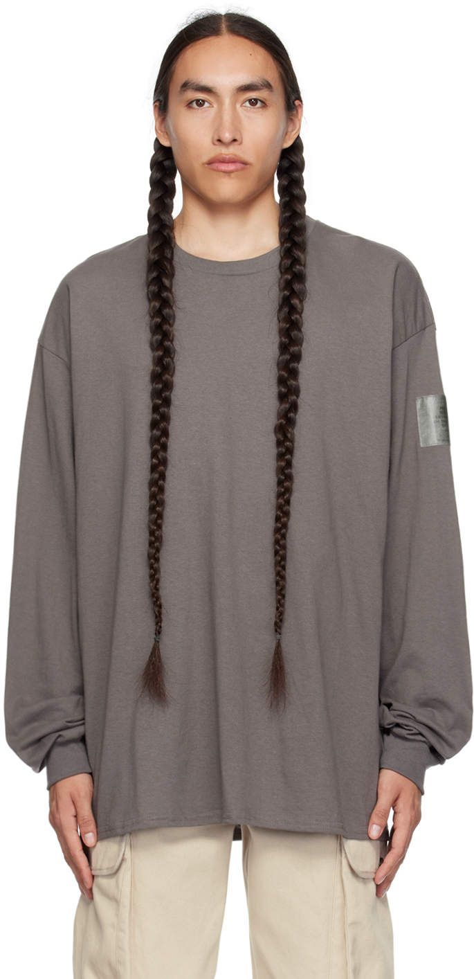 N.hoolywood Gray Patch Long Sleeve T-shirt In Charcoal