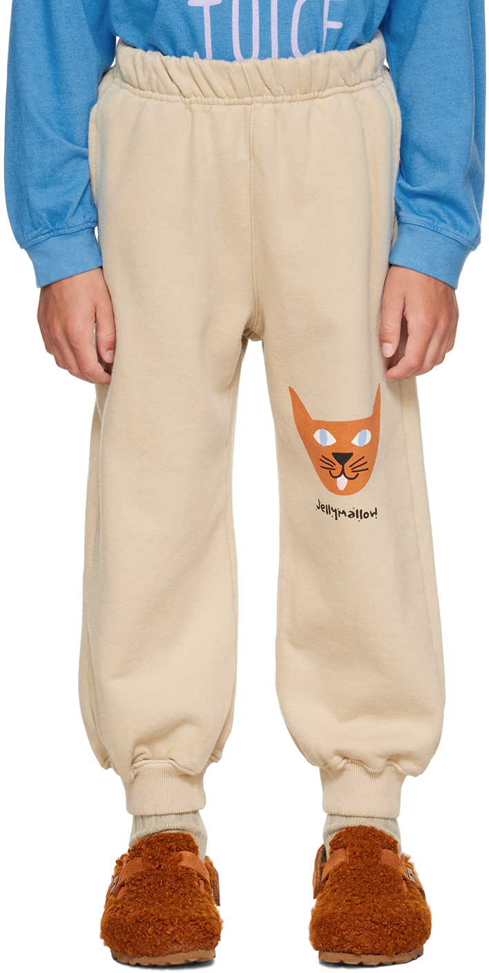 Jellymallow Kids Beige Cat Lounge Pants