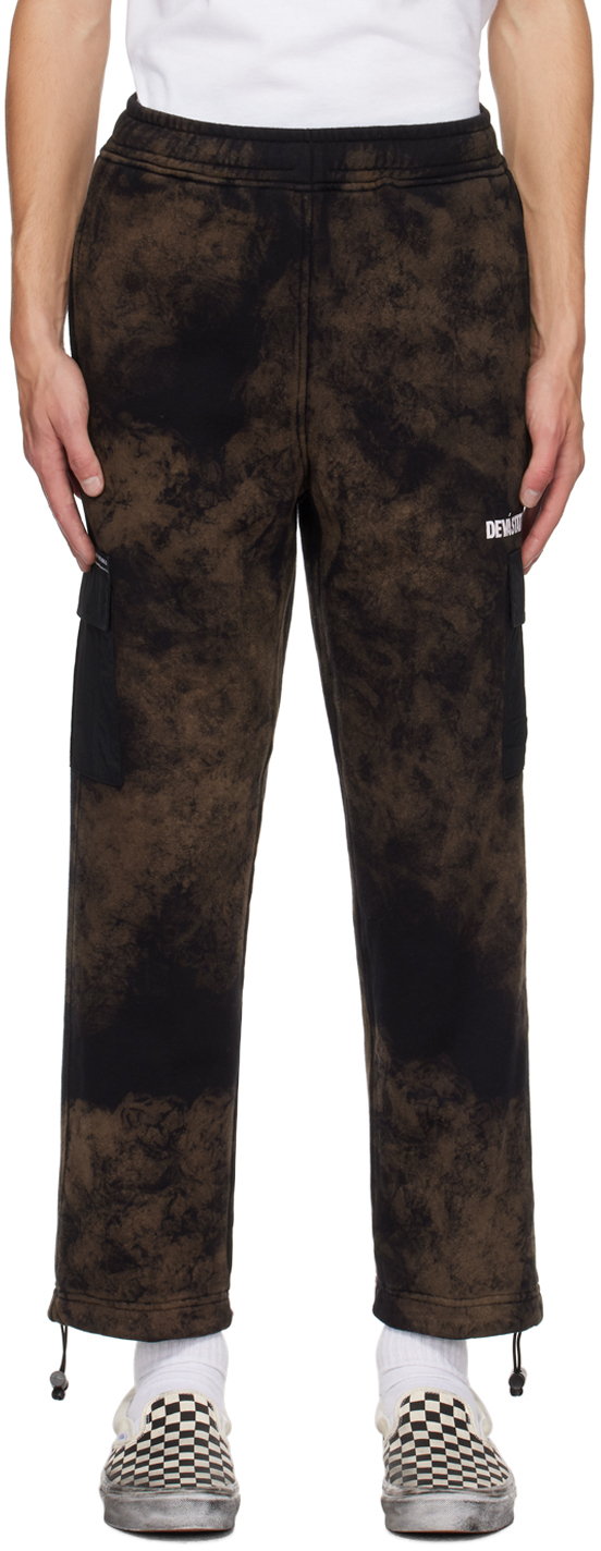 Deva States Black Bleached Cargo Trousers In Bleached Black
