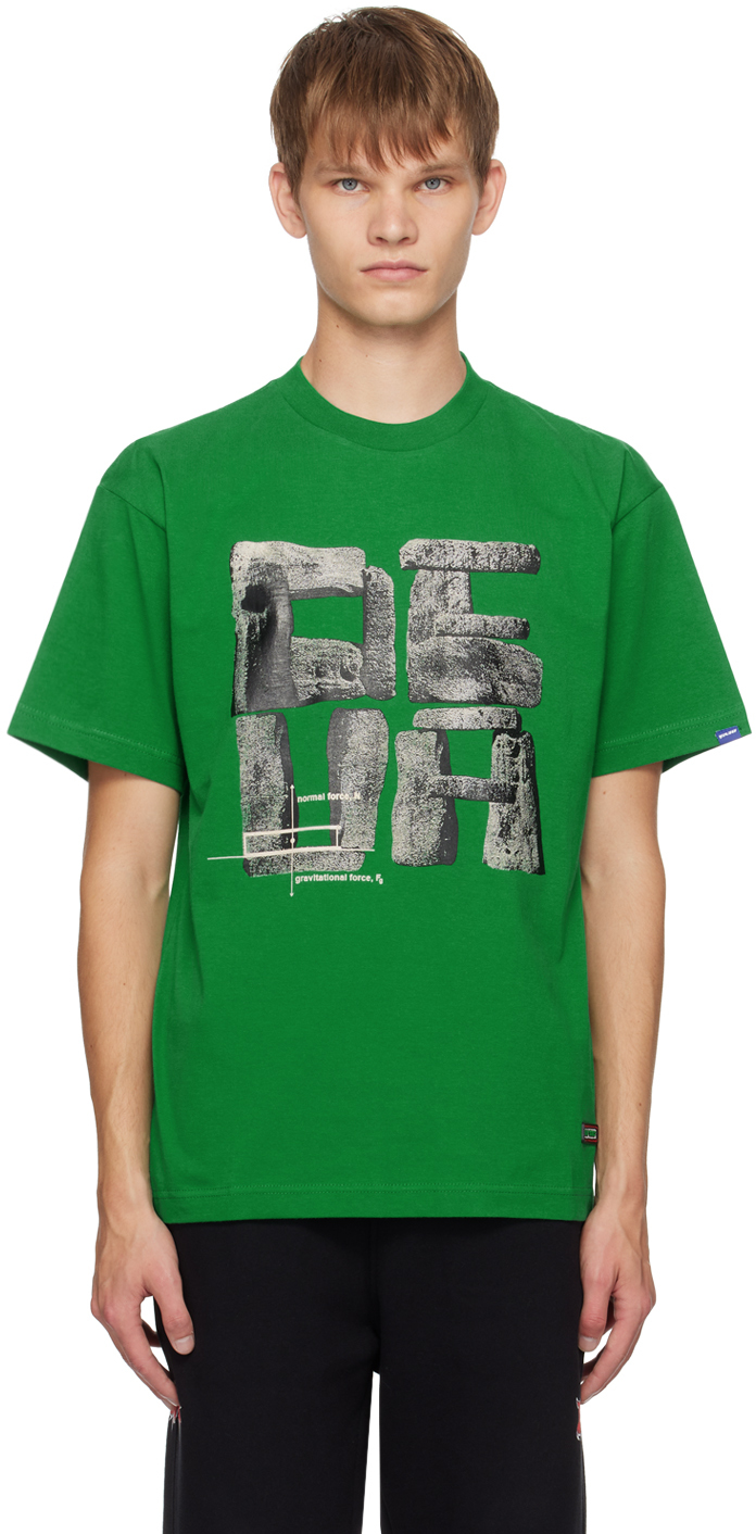 DEVÁ STATES: Green Printed T-Shirt | SSENSE