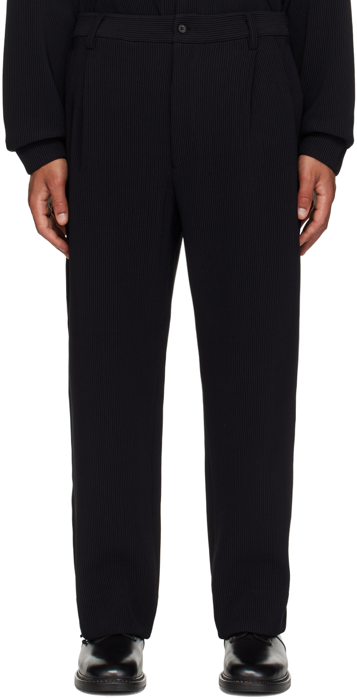 Black Gradation Two Tuck Trousers