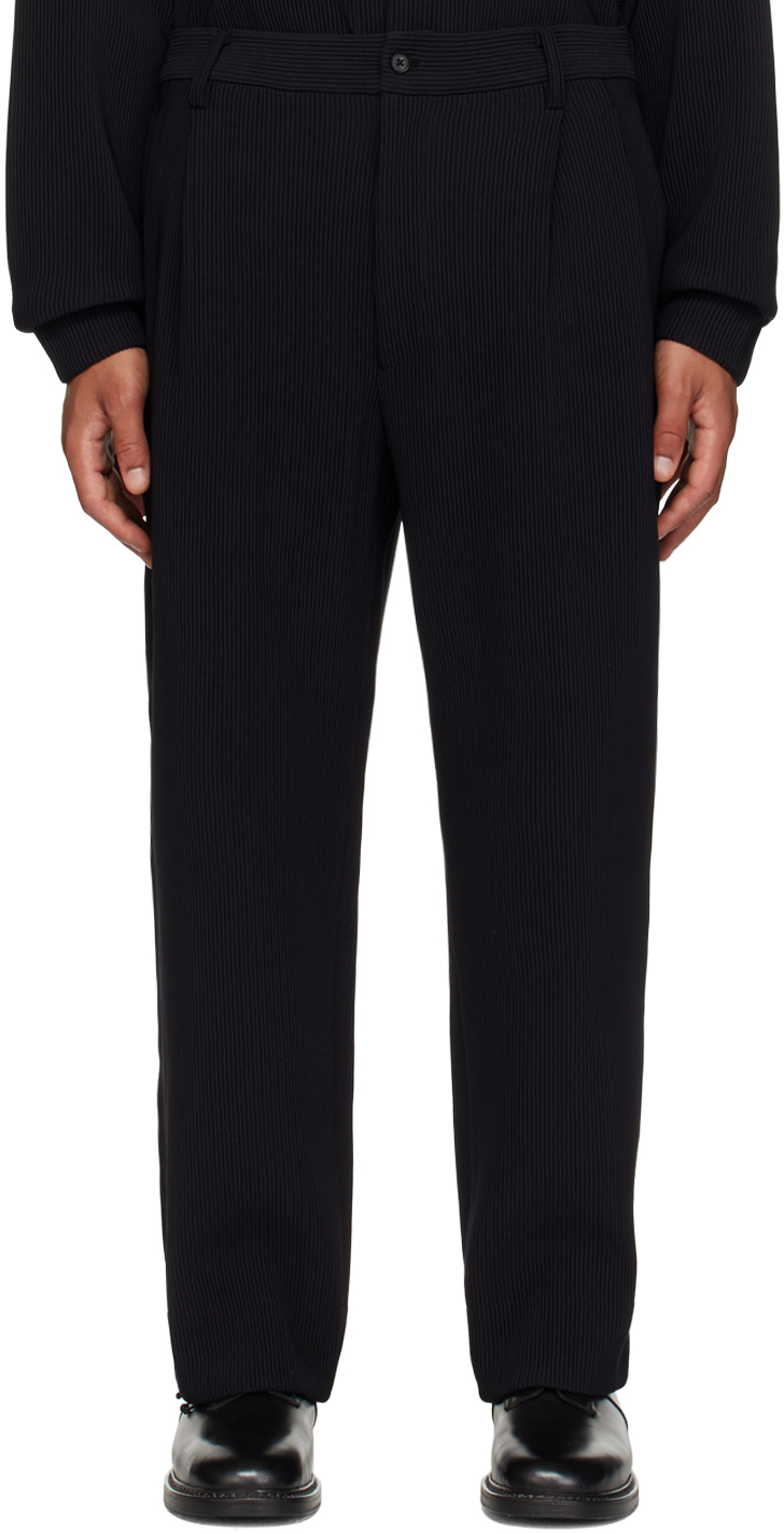 Black Gradation Two Tuck Trousers by stein on Sale