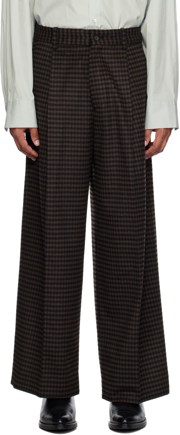 stein: Brown & Black Check Trousers | SSENSE