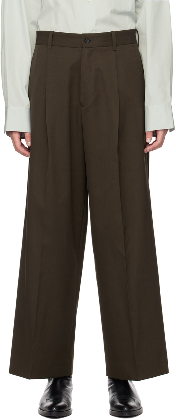 stein: Khaki Extra Wide Trousers | SSENSE UK