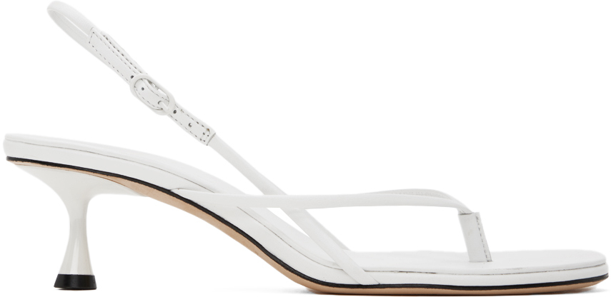 Studio Amelia 50mm Wishbone Leather Sandals In White