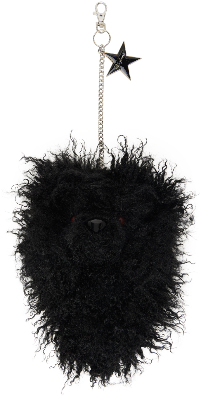 Black Furry Teddybear Keychain