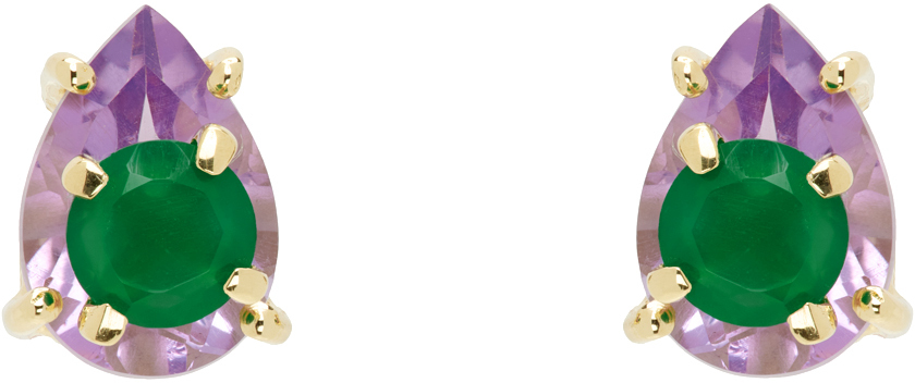 VEERT Gold Amethyst Onyx Earrings