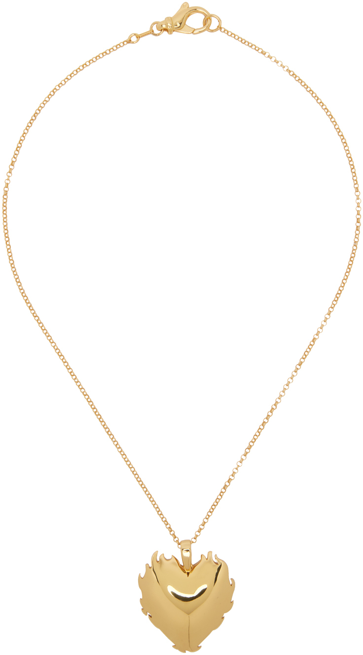 Gold 'The Flame Heart Pendant' Necklace