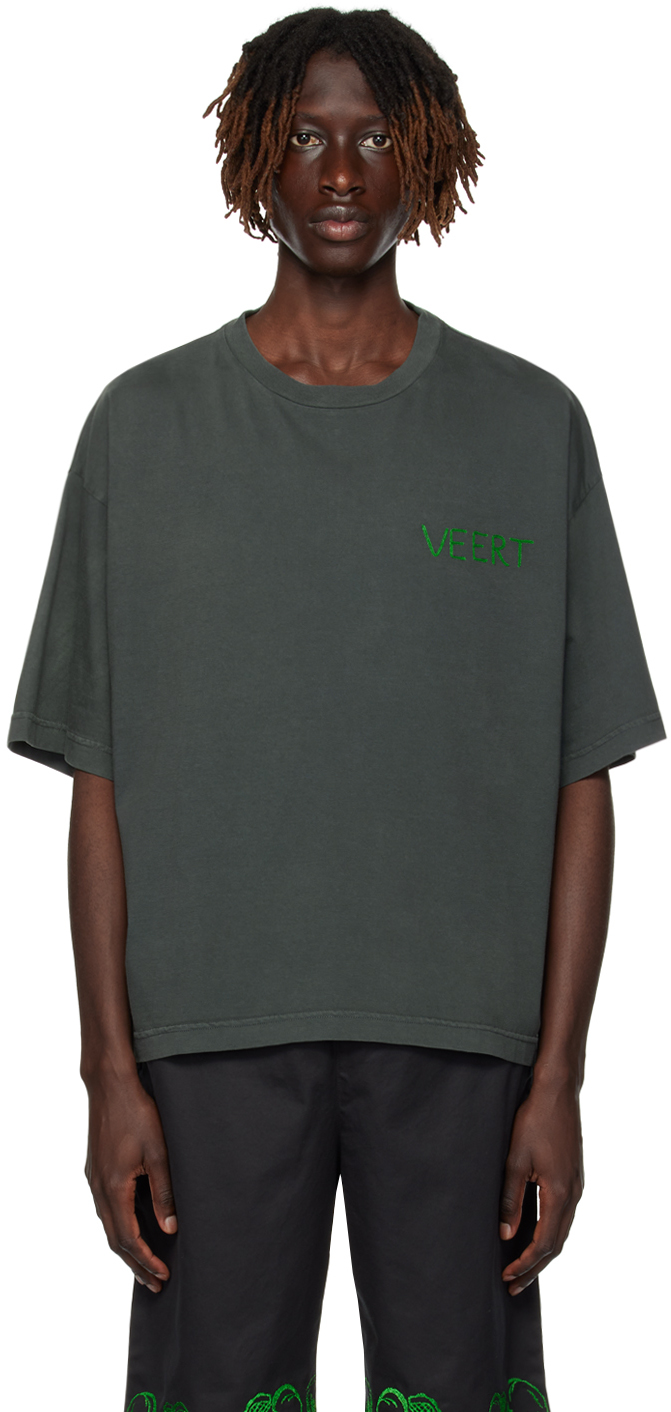 Gray Handwritten T-Shirt by VEERT on Sale