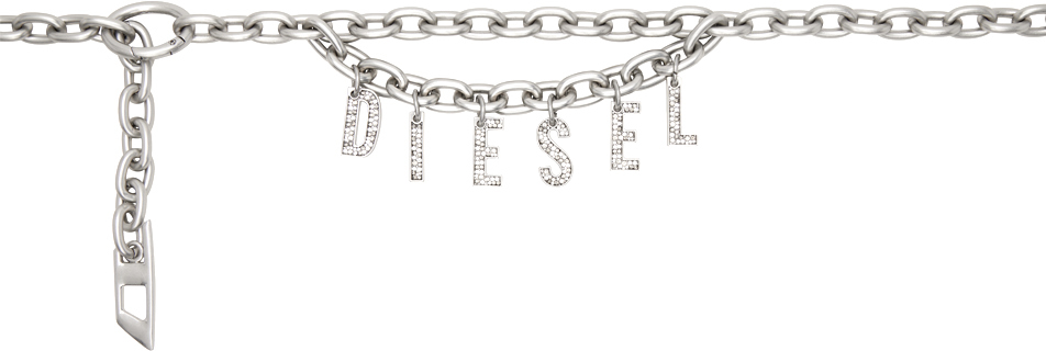 Shop Diesel Silver B-charm Chain Belt In H1534