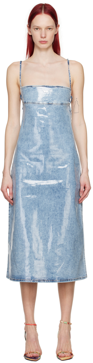 Shop Diesel Blue De-held-s Denim Midi Dress In 1