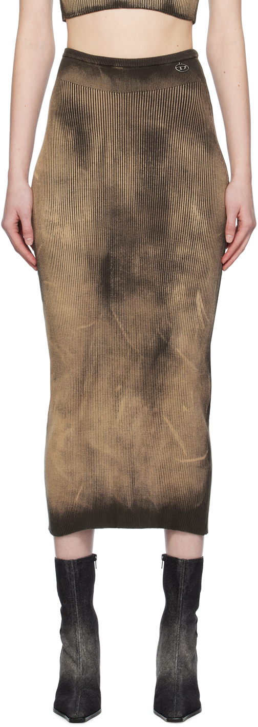 Shop Diesel Brown M-delma Midi Skirt In 900a