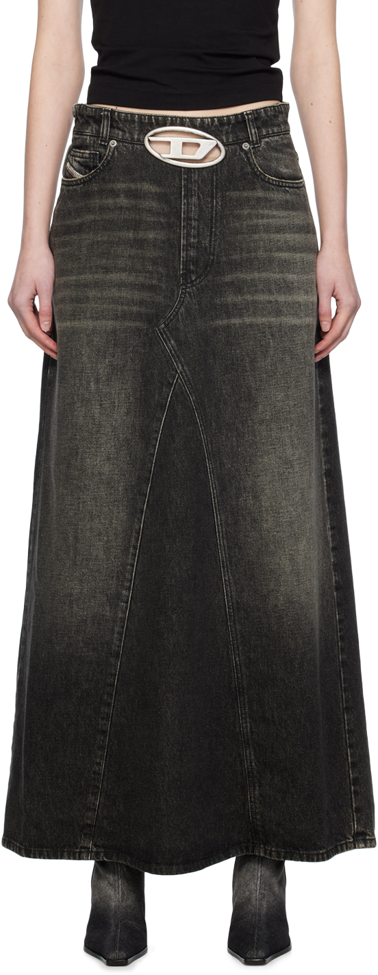Black De-Pago-S3 Denim Maxi Skirt