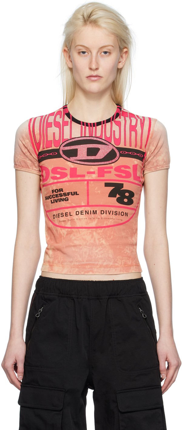 Shop Diesel Pink T-uncutie-long-n8 T-shirt In 446a