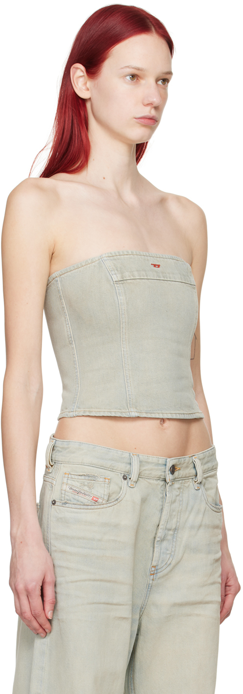 Shop Diesel Beige De-ville Denim Tube Top In 1