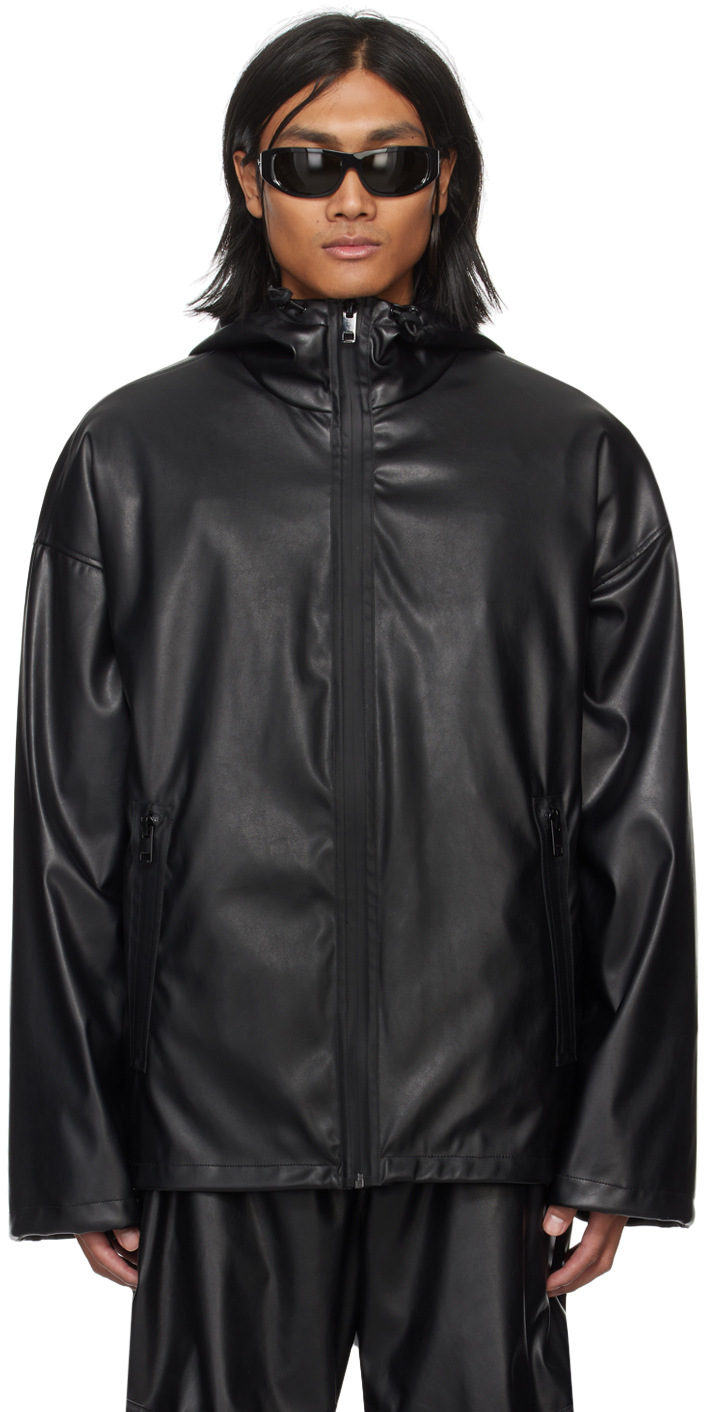 Black J-Micc Faux-Leather Jacket