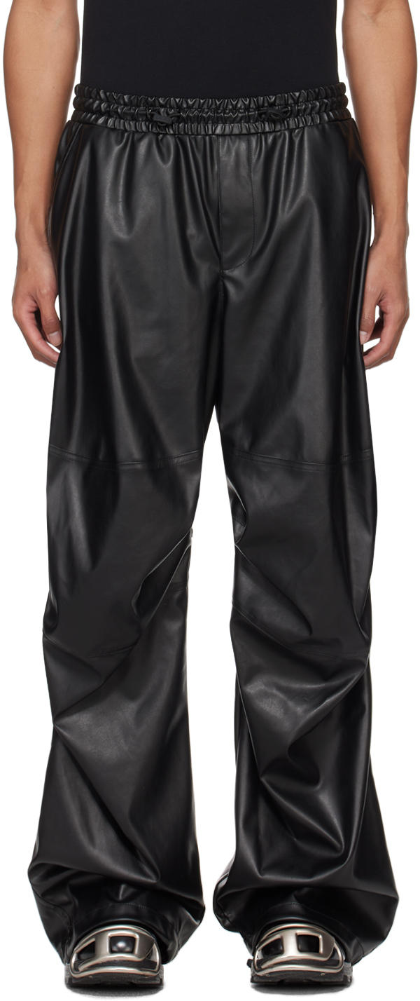 Black P-Marty-LTH Faux-Leather Trousers