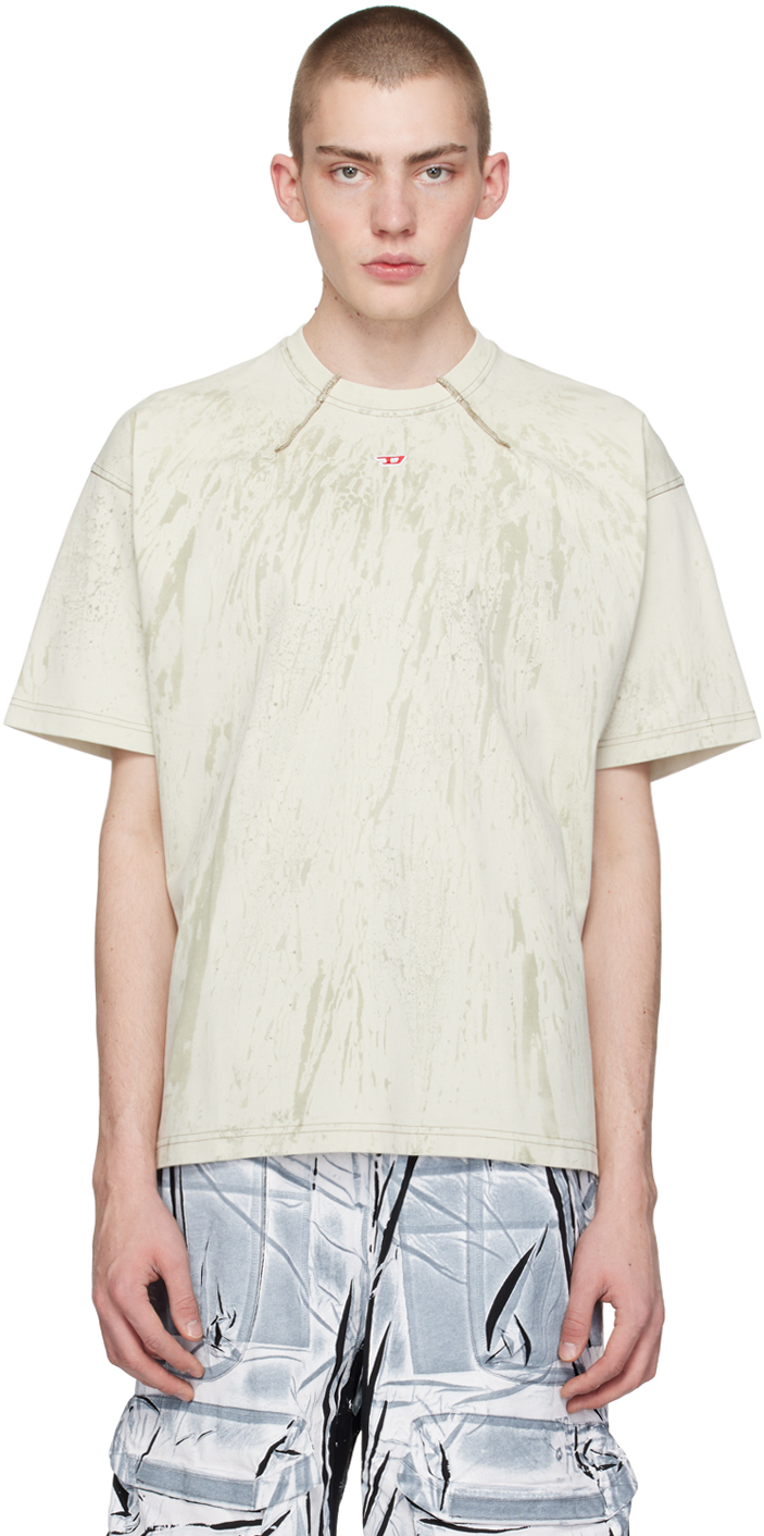Shop Diesel Off-white T-cos T-shirt In 141a