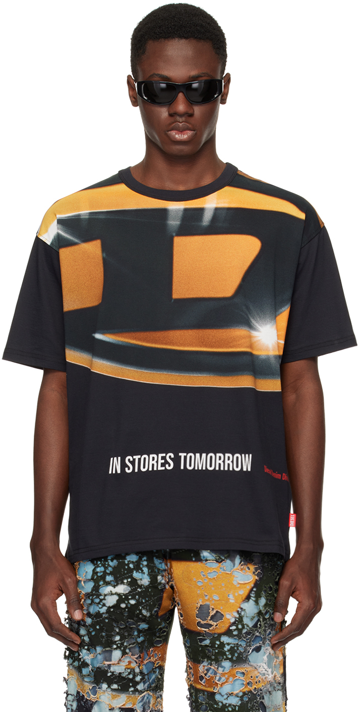 Shop Diesel Black T-boxt-p1 T-shirt In 9xxa