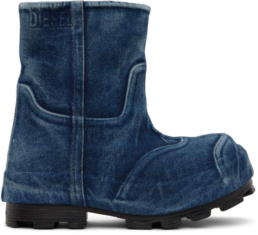 Blue D-Hammer Ch Md Denim Ankle Boots