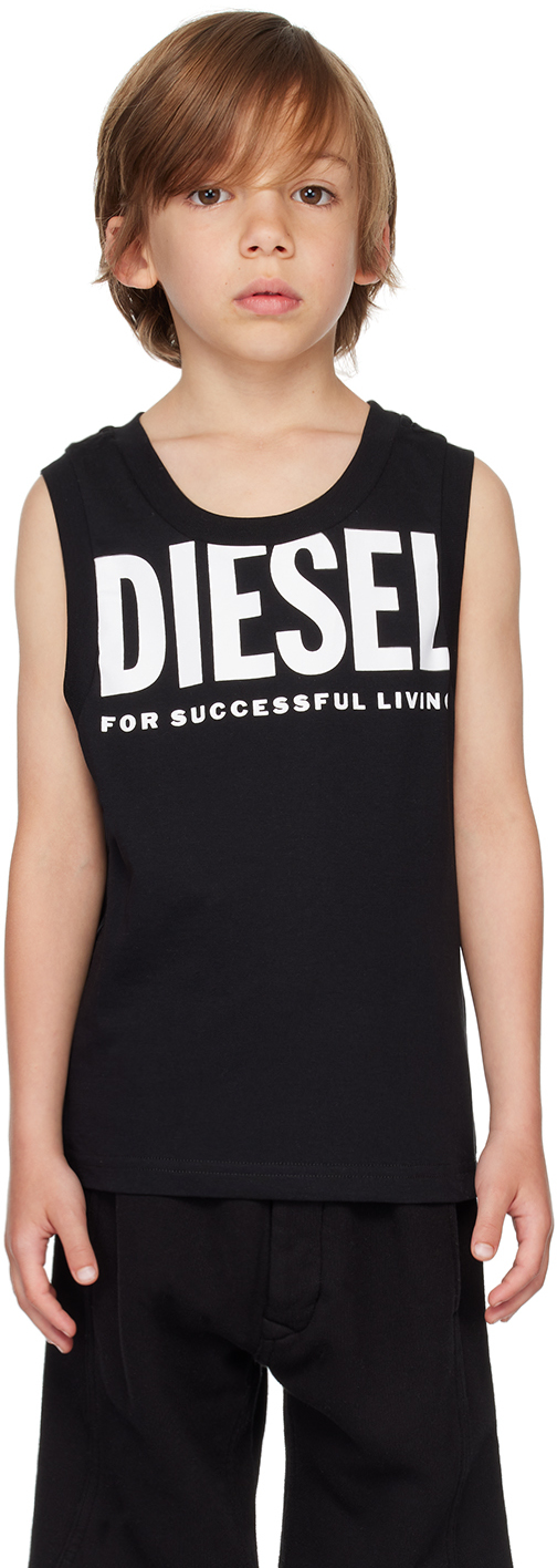 Shop Diesel Kids Black Printed Tank Top In K900e